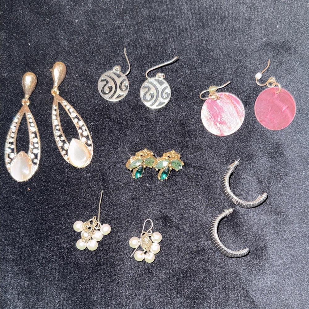 Gold Teardrop and Mixed Metal Women’s Earring Set - Unbranded